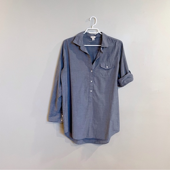 J.Crew Factory Chambray Oversized Tunic Top - Picture 2 of 8